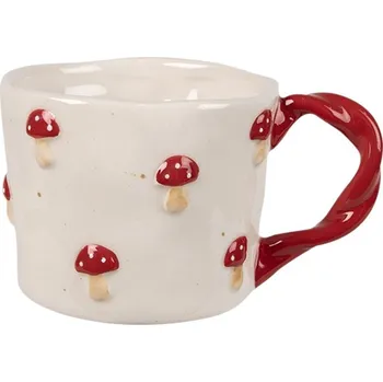 Béžový keramický hrnek s muchomůrkami Mushrooms - 13*9*7 cm / 200 ml