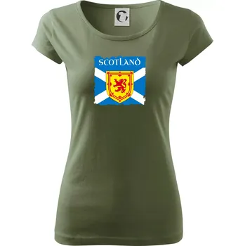 Dámské tričko Skotská vlajka s erbem lva - Dámské triko Pure - M ( Khaki )