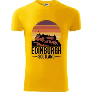 Pánské oblečení Scotland Edinburgh Castle - Viper FIT - Pánské zůžené tričko - M ( Žlutá )