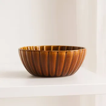 HOMLA Kameninová miska Mel v jantarové barvě