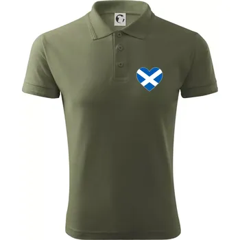 Pánská košile Skotské srdce na prso - Polokošile pánská Pique Polo 203 - 3XL ( Khaki )