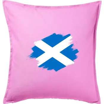 Polštář Skotská vlajka kreslená štetcem - Polštář 50x50 - 50x50 - Včetně výplně ( Růžová )
