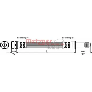 Brzdový systém Brzdová hadice METZGER 4114678