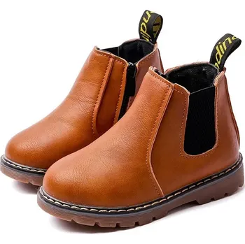 Chlapecká zimní obuv Dětské jezdecké kožené boty pro kluky s elastickým lemem Velikost: 33, Barva (Varianta): Q10 brown