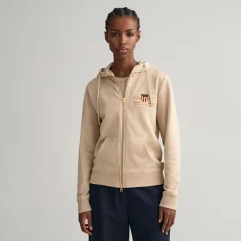 Dámská mikina Dámská Mikina GANT ARCHIVE SHIELD FULL ZIP HOODIE 4204689.277 – Béžová L