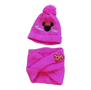 Čepice Dívčí set nákrčník s čepicí MINNIE, růžová, velikost: 52