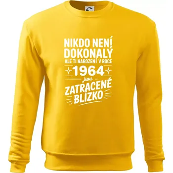 Pánská mikina Nikdo není dokonalý ale ti narození v roce 1964 jsou zatraceně blízko - Mikina Essential pánská - XL ( Žlutá )