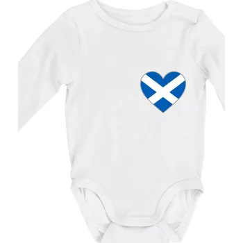 Skotské srdce na prso - Body kojenecké s dlouhým rukávem - Dlouhý r. do 3 měs ( Bílá )