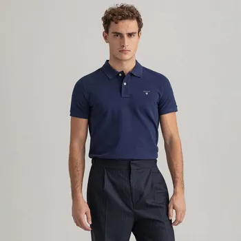 Pánská košile Pánská Polokošile GANT ORIGINAL PIQUE SS RUGGER 2201.433 – Tmavě modrá L