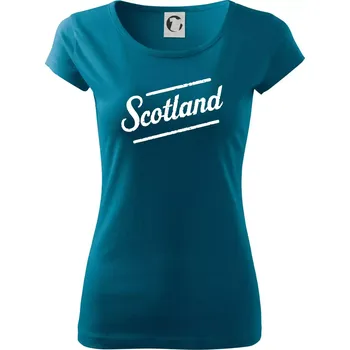 Dámské tričko Scotland Vintage nápis - Dámské triko Pure - S ( Petrolejová )