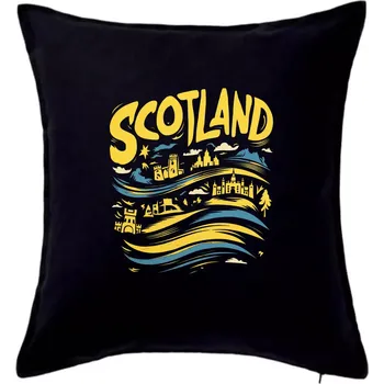 Polštář Scotland kreslené vlny - Polštář 50x50 - 50x50 - Pouze potah ( Černá )