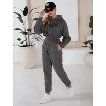 Tmavě šedá teplákovka SERINE s "crop" mikinou AY0646 Velikost: M