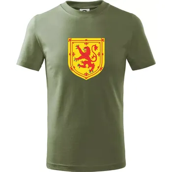 Dětská móda Skotský lev na hrudi - Tričko dětské bavlněné - 104-110cm / 3-4 roky ( Khaki )
