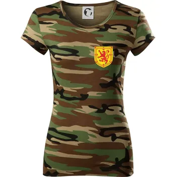 Dámské tričko Skotský lev - prso - Dámské maskáčové triko - L ( Hnědý maskáč )