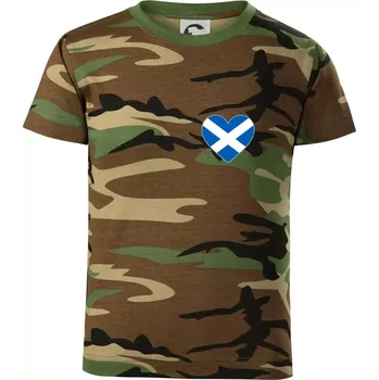 Chlapecké tričko Skotské srdce na prso - Dětské maskáčové triko - 104-110cm / 3-4 roky ( Hnědý maskáč )