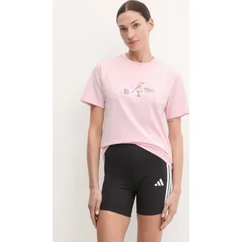 Bavlněné tričko adidas W Elem Flrl Tee JP0114 růžová 03X, vel. S