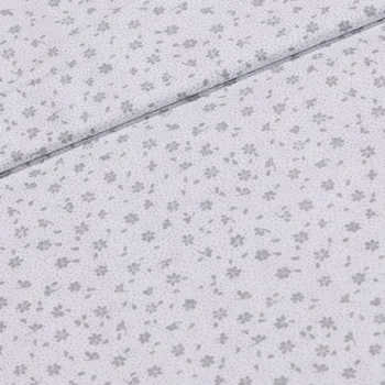 Bavlněné plátno Valerie VA003/07 šedé květinky na bílé, š.160cm (látka v metráži)