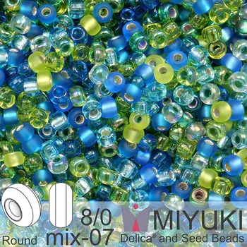 Korálek Korálky Miyuki Round 8/0. Barva MIX 07 Electric Blue Lagoon. Balení 5g