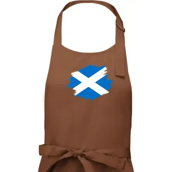 Kuchyňská zástěra Skotská vlajka kreslená štetcem - Dámská zástěra na vaření - Univerzální velikost ( Kakaová )