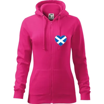 Dámská mikina Skotské srdce na prso - Dámská mikina trendy zipper s kapucí - M ( Purpurová )