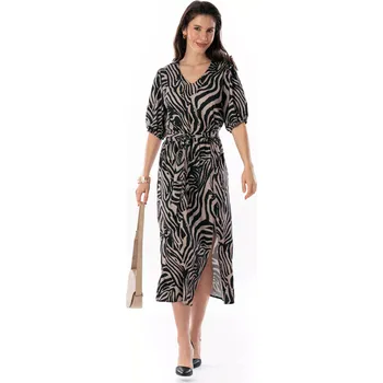 Dámské šaty Dámské šaty ROZALIE 48 Světle hnědá