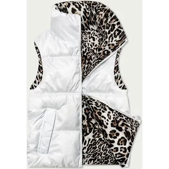 Dámská vesta Bílo-panteří oboustranná krátká vesta S'West (B8346-26) odstíny bílé XXL (44)