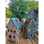 Hnědý porcelánový domek svícen na čajovou svíčku Candle House - 8*8*15 cm