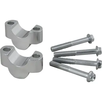 Řídítka sada na zvýšení řídítek + 20 mm (průměr 28 mm) vč. šroubů, RTECH (stříbrná) R-KITRIAL2028
