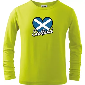Chlapecké tričko Scotland Srdce s vlajkou - Triko dětské Long Sleeve - 122 cm/6 let ( Limetková )