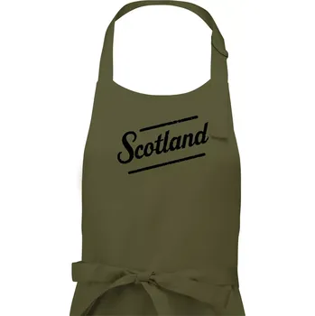 Kuchyňská zástěra Scotland Vintage nápis - Pánská zástěra na vaření - Univerzální velikost ( Khaki )