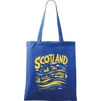 Nákupní taška Scotland kreslené vlny - Taška bavlněná - 42 x 38 cm ( Královská modrá )