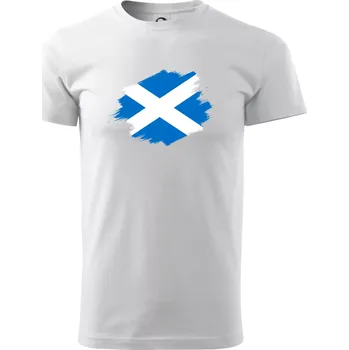 Pánské tričko Skotská vlajka kreslená štetcem - Triko extra velké (5-8XL) - 6XL ( Bílá )