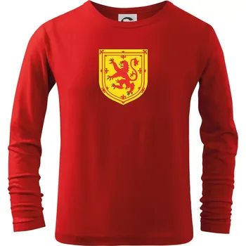 Chlapecké tričko Skotský lev na hrudi - Triko dětské Long Sleeve - 146 cm/10 let ( Červená )