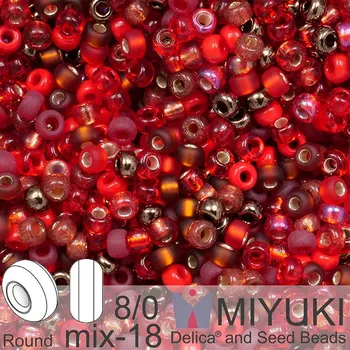 Korálek Korálky Miyuki Round 8/0. Barva MIX 18 Mix - Magma. Balení 5g