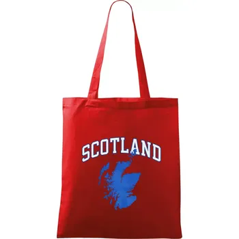 Nákupní taška Scotland nápis s mapou - Taška bavlněná - 42 x 38 cm ( Červená )