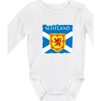Kojenecký body Skotská vlajka s erbem lva - Body kojenecké s dlouhým rukávem - Dlouhý r. do 3 měs ( Bílá )