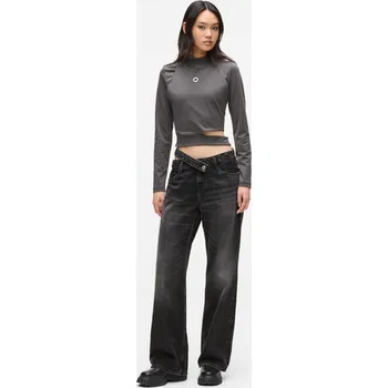 Dámské oblečení DŽÍNY KARL LAGERFELD JEANS KLJ MR RELAXED WB DENIM WASHED BLACK