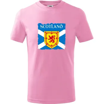 Skotská vlajka s erbem lva - Tričko dětské bavlněné - 104-110cm / 3-4 roky ( Růžová )