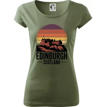 Dámské tričko Scotland Edinburgh Castle - Dámské triko Pure - S ( Khaki )