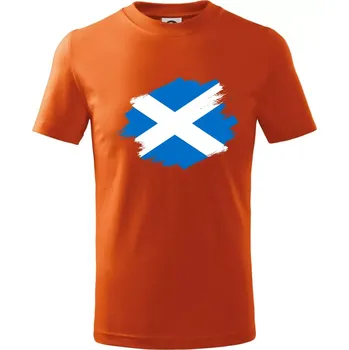 Chlapecké tričko Skotská vlajka kreslená štetcem - Tričko dětské bavlněné - 146 cm/10 let ( Oranžová )