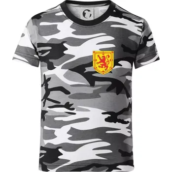 Chlapecké tričko Skotský lev - prso - Dětské maskáčové triko - 104-110cm / 3-4 roky ( Šedý maskáč )