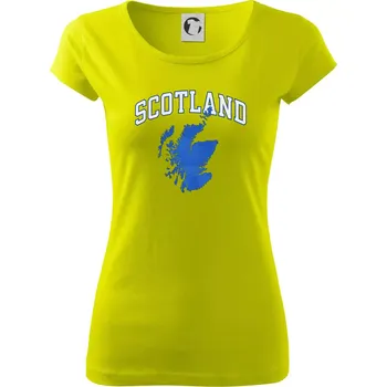 Dámské tričko Scotland nápis s mapou - Dámské triko Pure - M ( Limetková )