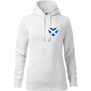 Dámská mikina Skotské srdce na prso - Mikina dámská Cape s kapucí - XS ( Bílá )