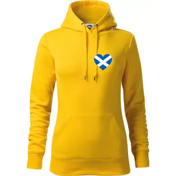 Dámská mikina Skotské srdce na prso - Mikina dámská Cape s kapucí - XS ( Žlutá )