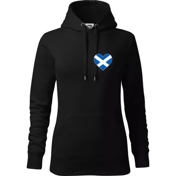 Dámská mikina Skotské srdce na prso - Mikina dámská Cape s kapucí - M ( Černá )