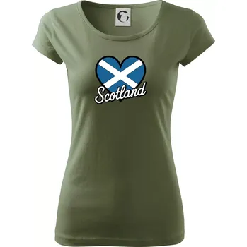 Dámské tričko Scotland Srdce s vlajkou - Dámské triko Pure - S ( Khaki )