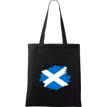 Nákupní taška Skotská vlajka kreslená štetcem - Taška bavlněná - 42 x 38 cm ( Černá )