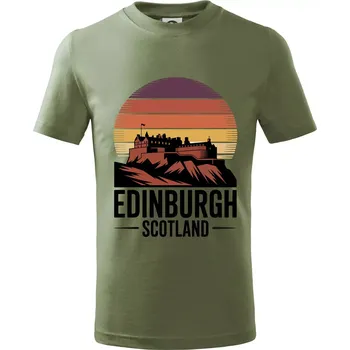 Dětská móda Scotland Edinburgh Castle - Tričko dětské bavlněné - 158 cm/12 let ( Khaki )