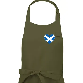 Kuchyňská zástěra Skotské srdce na prso - Dámská zástěra na vaření - Univerzální velikost ( Khaki )