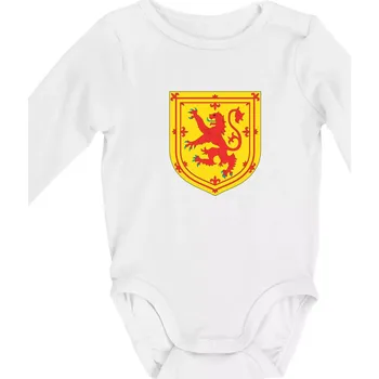 Kojenecké oblečení Skotský lev na hrudi - Body kojenecké s dlouhým rukávem - Dlouhý r. 6-12 měs ( Bílá )